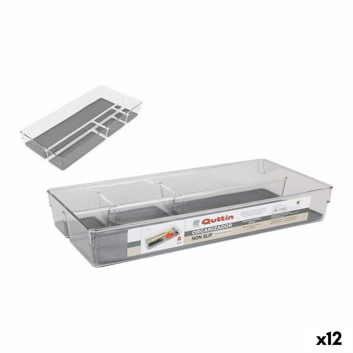 Organizador de Cajones Quttin Non-Slip 39,8 x 18,5 x 6 cm (12 Unidades)