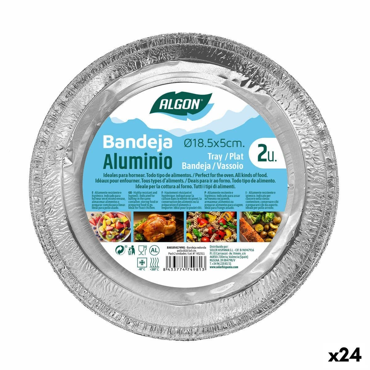 Juego de Bandejas Algon Redonda Pollo 24 Unidades