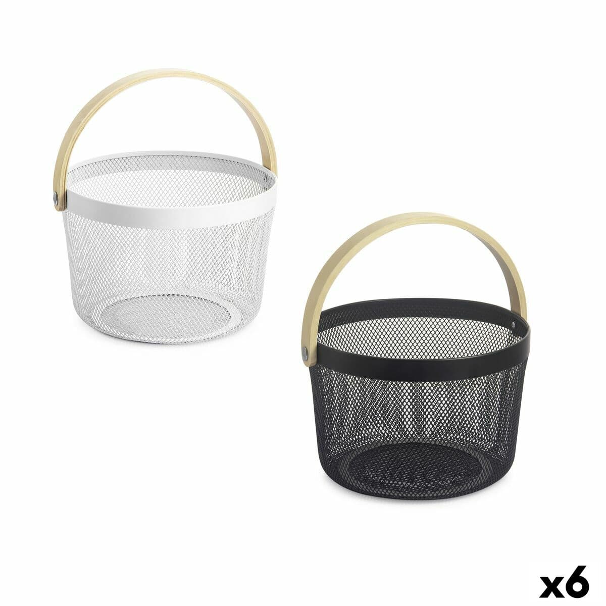 Cesta Multiusos Confortime Madera Metal 25,5 x 17,5 cm (6 Unidades)