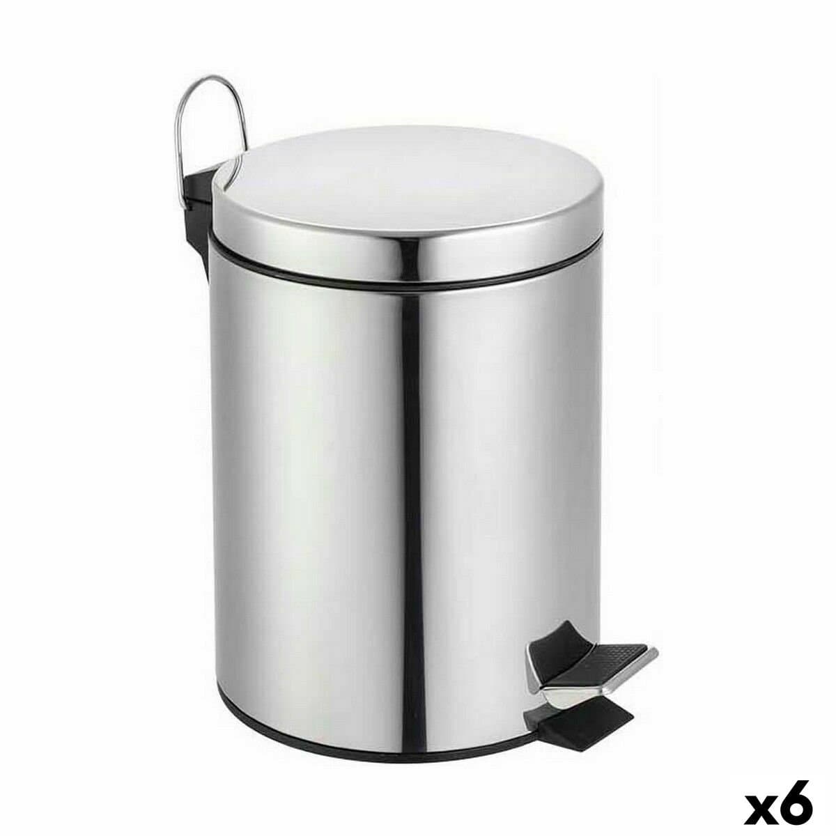 Cubo de Basura con Pedal Confortime Plateado 7 L (6 Unidades)