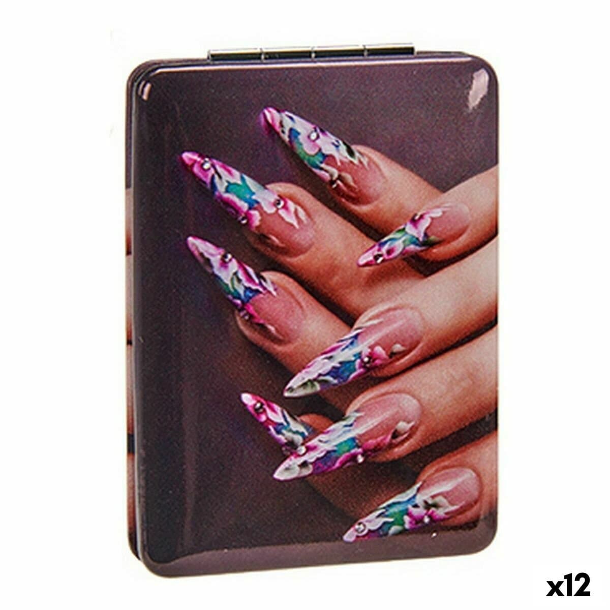 Espejo de Aumento Cristal Plástico Uñas 2,5 x 8,5 x 6,2 cm Plegable (12 Unidades)