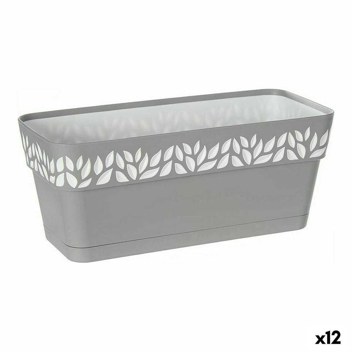 Jardinera Stefanplast Cloe Blanco Gris Plástico 13,3 x 12,3 x 29,3 cm (12 Unidades)