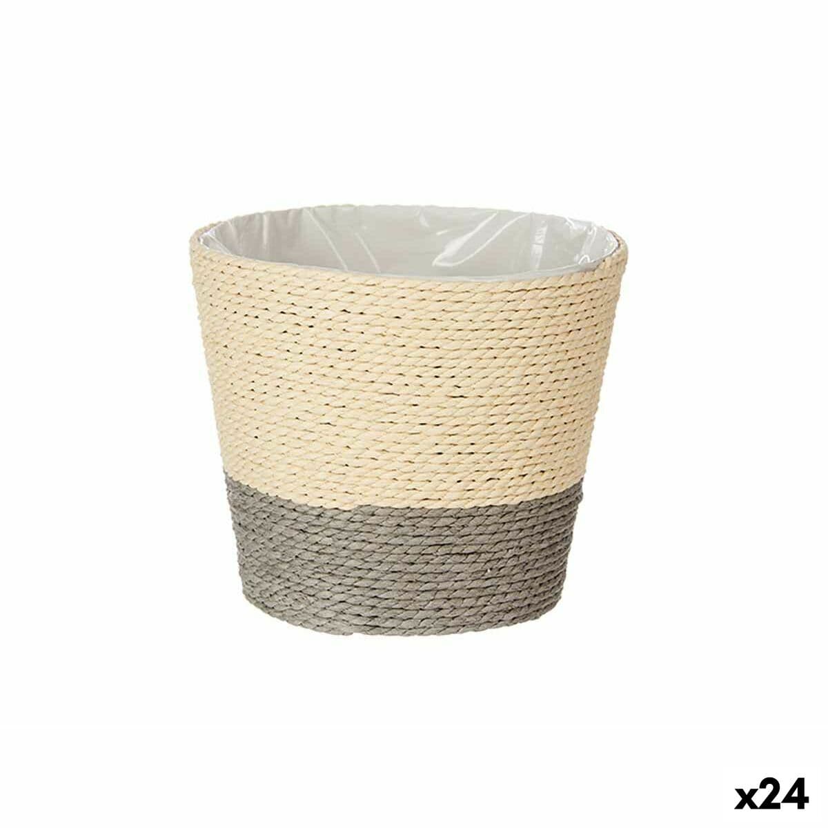 Macetero Ibergarden Gris Natural Cuerda Plástico 15 x 15 x 14 cm (24 Unidades)