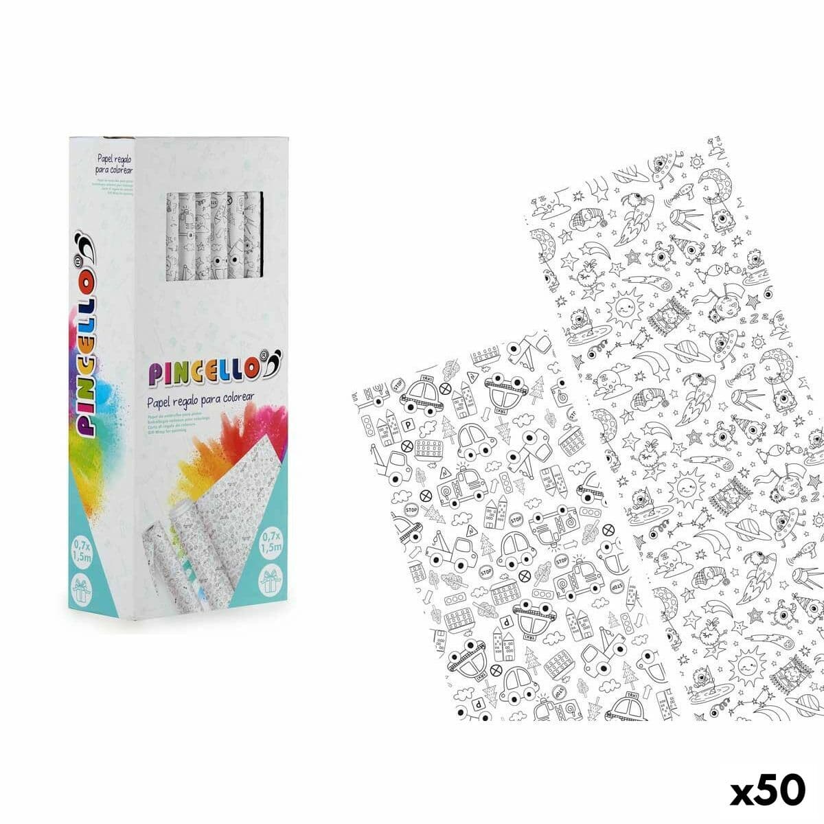 Papel de Regalo Pincello 0,7 x 1,5 m Vehículos Extraterrestre (50 Unidades)