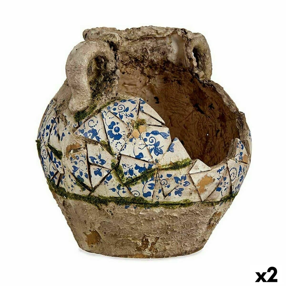 Figura Decorativa para Jardín Ibergarden Poliresina Jarrón 28,5 x 28 x 28,5 cm (2 Unidades)