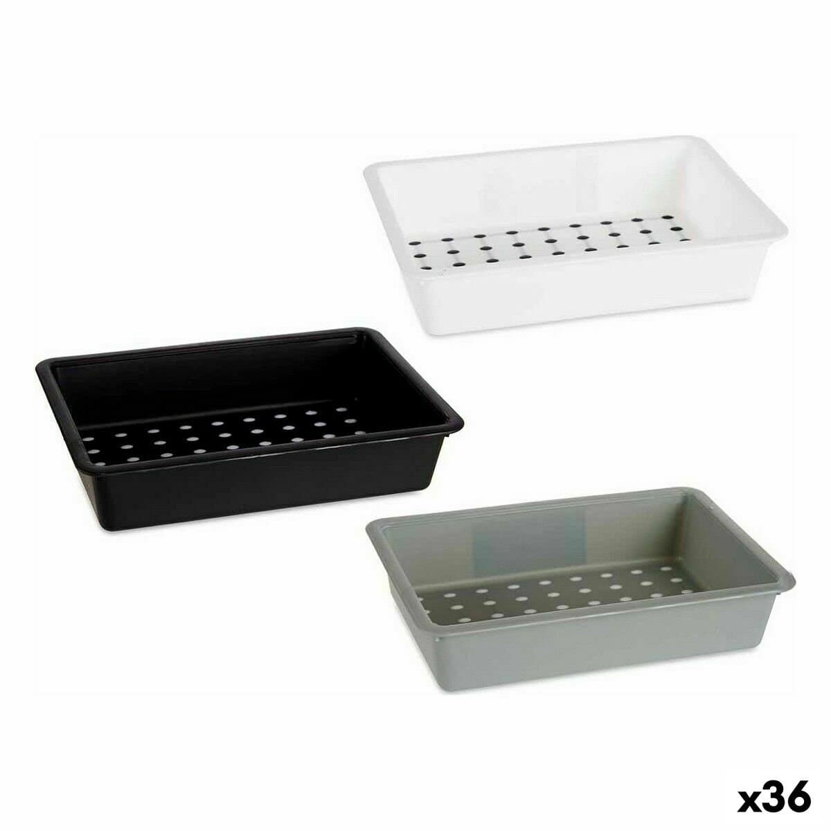 Organizador de Cajones Kinvara Blanco Negro Gris Caucho Polipropileno TPR 16 x 5 x 24 cm 24 x 5 x 16 cm (36 Unidades)