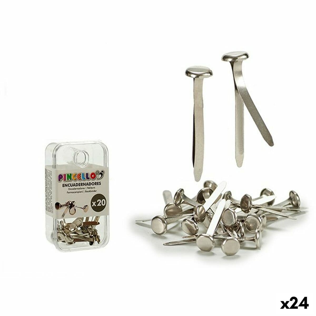 Clips Pincello Plateado 2 x 9,5 x 5,5 cm Encuadernación Metal (24 Unidades)