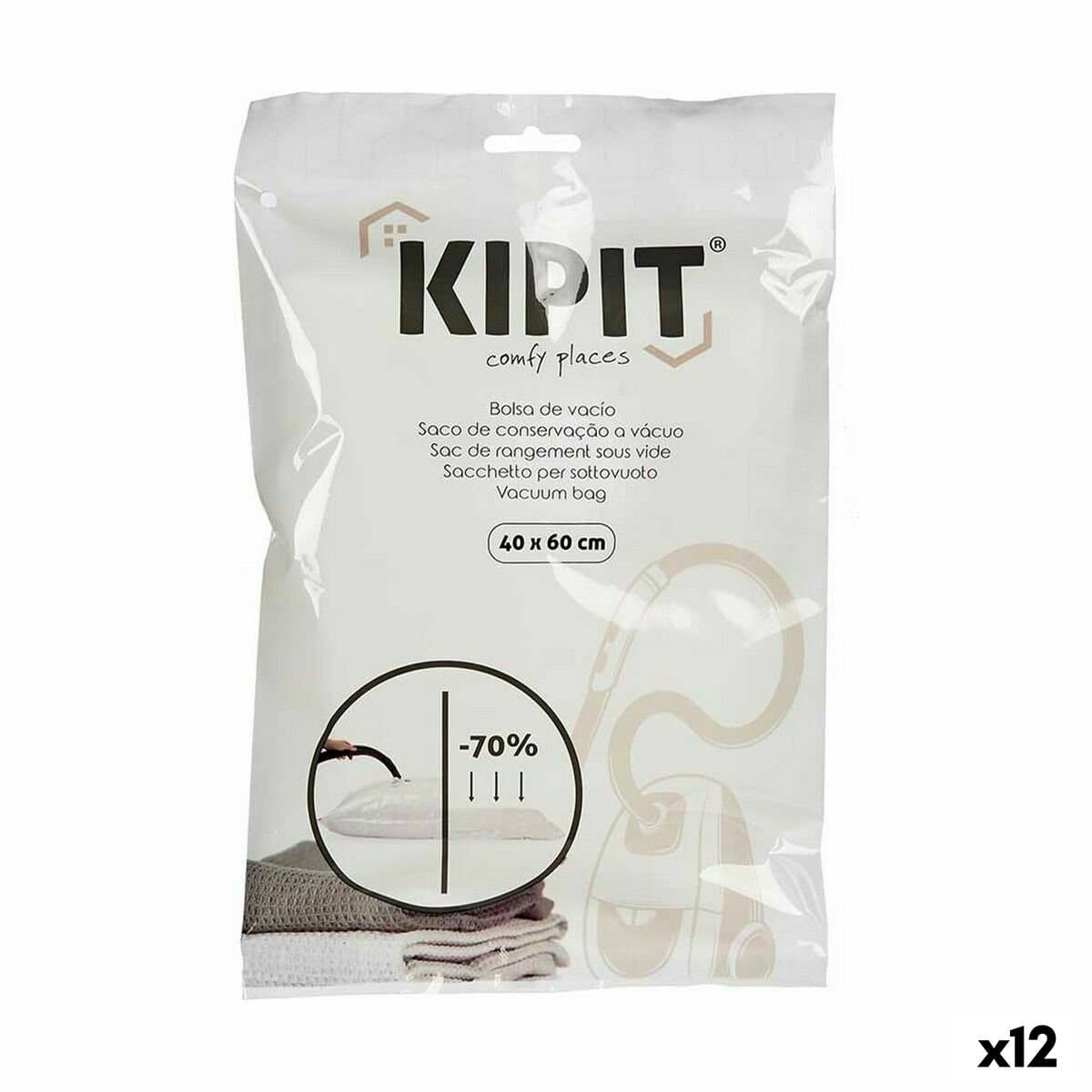 Bolsas de Vacío Kipit Transparente Plástico 40 x 60 cm (12 Unidades)