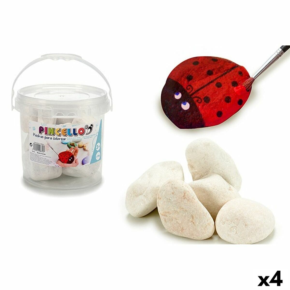 Set de Piedras Pincello Blanco 3 Kg 18 x 16 x 18 cm Manualidades (4 Unidades)
