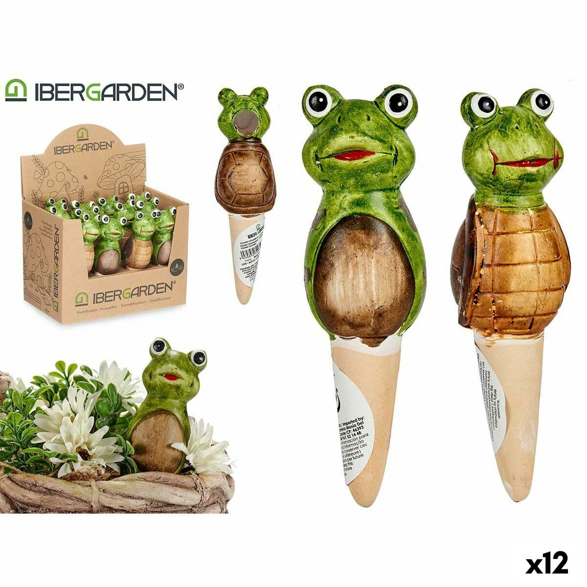 Figura Decorativa para Jardín Ibergarden Marrón Verde Cerámica 4,5 x 16,5 x 4,5 cm (12 Unidades)