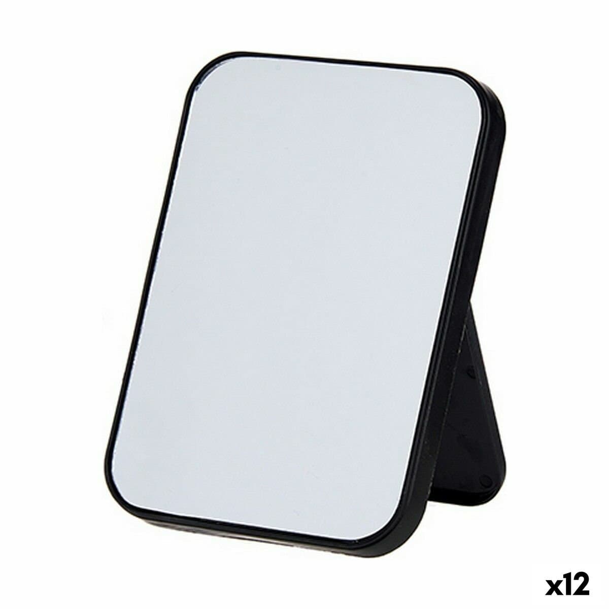 Espejo con Soporte Berilo Blanco Negro Polipropileno 1,7 x 20 x 14 cm 14 x 20 x 1,7 cm (12 Unidades)
