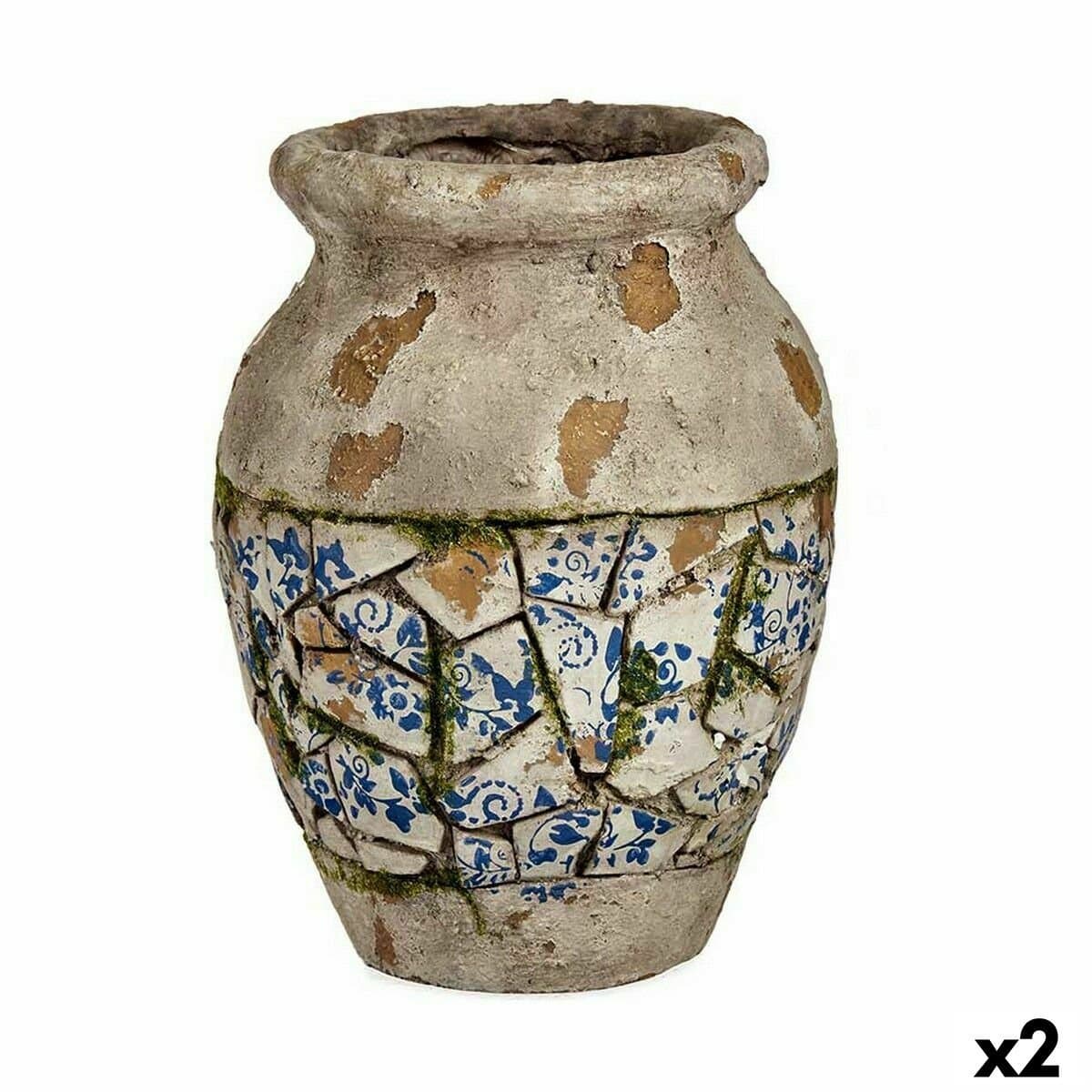 Figura Decorativa para Jardín Ibergarden Poliresina Jarrón 25 x 32,5 x 25 cm (2 Unidades)
