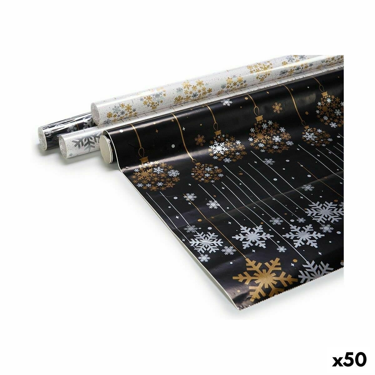 Papel de Regalo Krist+ Negro 70 x 200 cm 3 x 3 x 70 cm Navidad (50 Unidades)