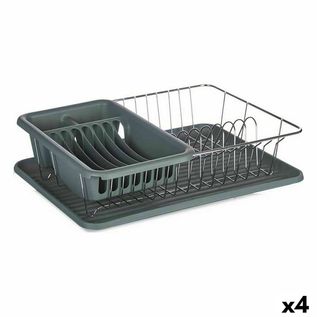 Escurridor para Fregadero Kinvara Gris 43,5 x 11 x 33,5 cm (4 Unidades)