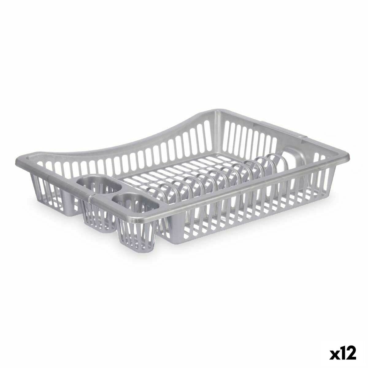 Escurridor para Fregadero Kinvara Plateado 46 x 8 x 36 cm (12 Unidades)