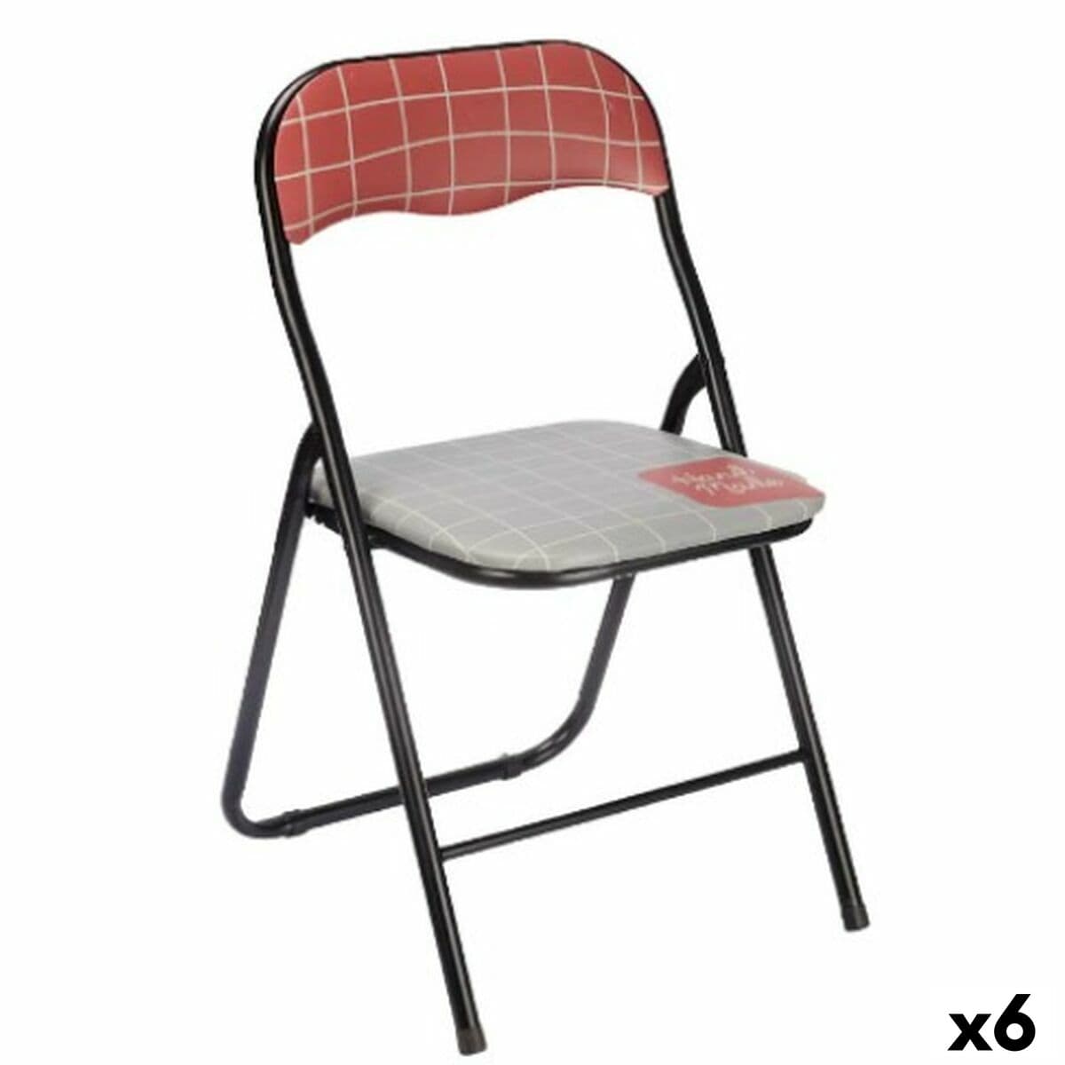 Silla Plegable Gift Decor Hand Made Marrón Negro Gris Teja 43 x 46 x 78 cm 45 x 88 x 5 cm (6 Unidades)