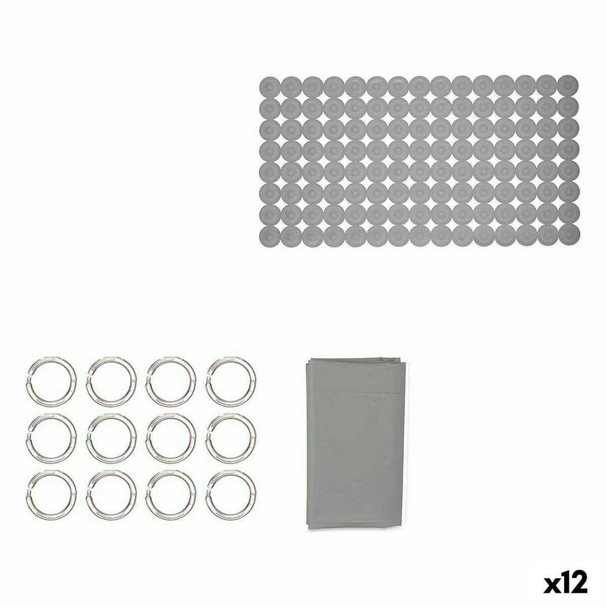 Set de Baño Berilo Gris PVC Polietileno EVA 28 x 42 x 6 cm (12 Unidades)