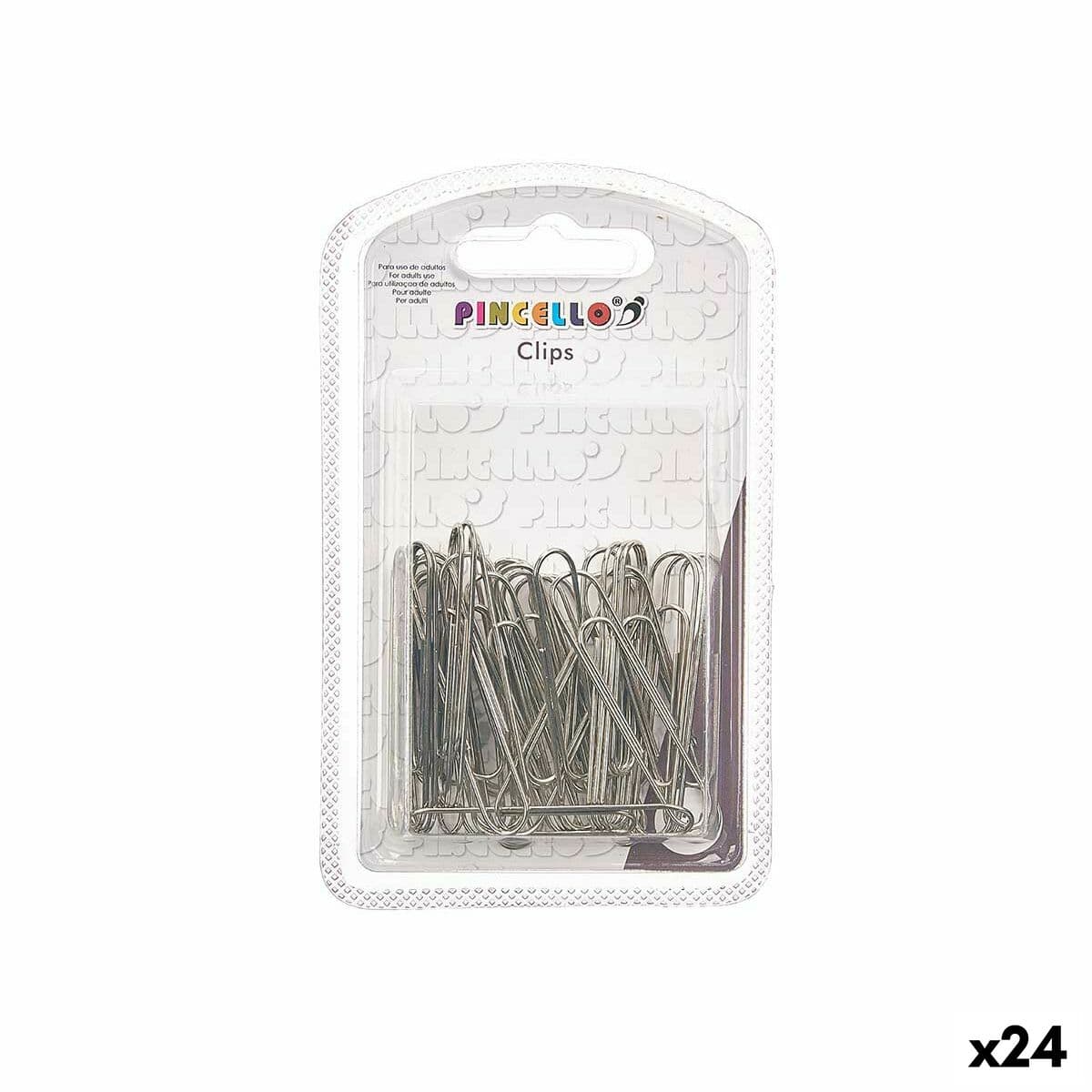 Clips Pincello Plateado Metal Grande (24 Unidades)