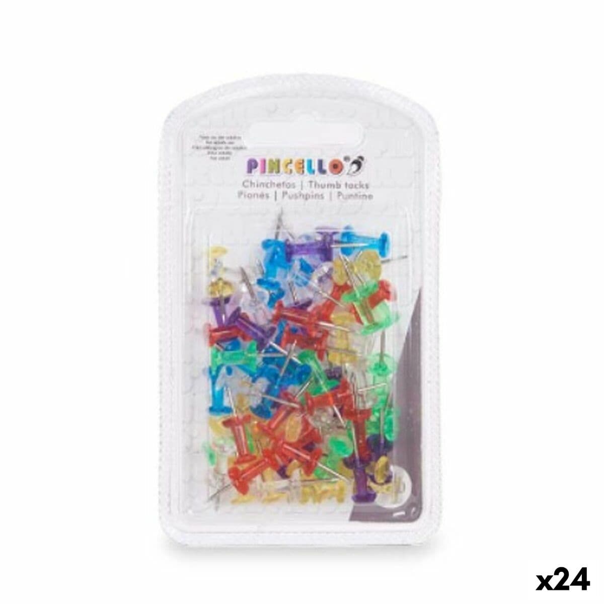 Chinchetas Pincello Multicolor Metal Plástico (24 Unidades)