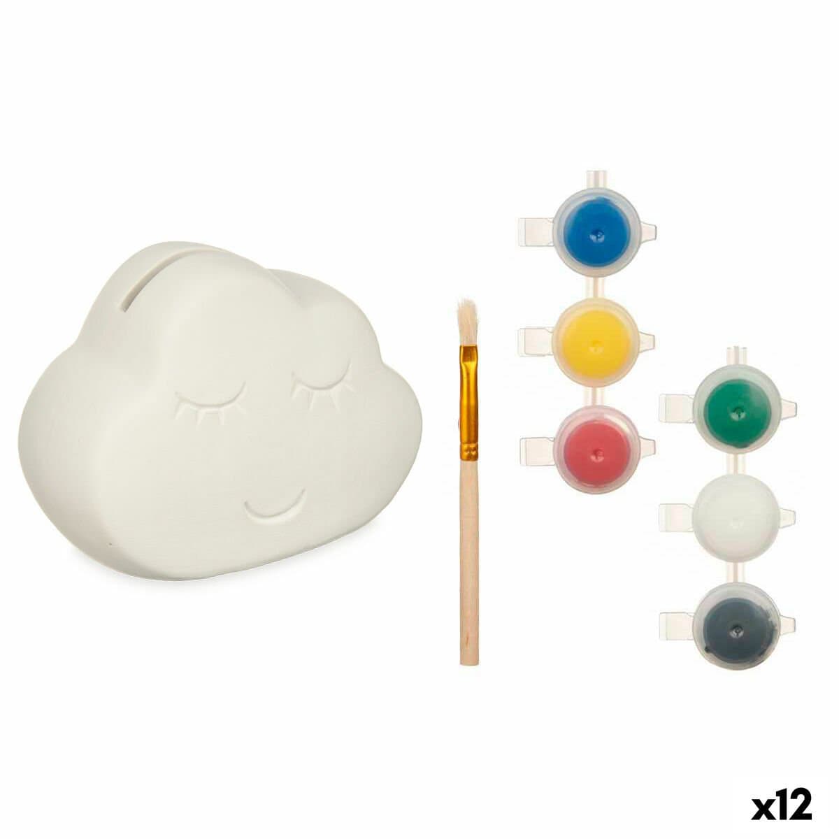 Hucha para Pintar Pincello Cerámica Nubes 12,3 x 9,4 x 9 cm 12 x 9,4 x 7 cm (12 Unidades)