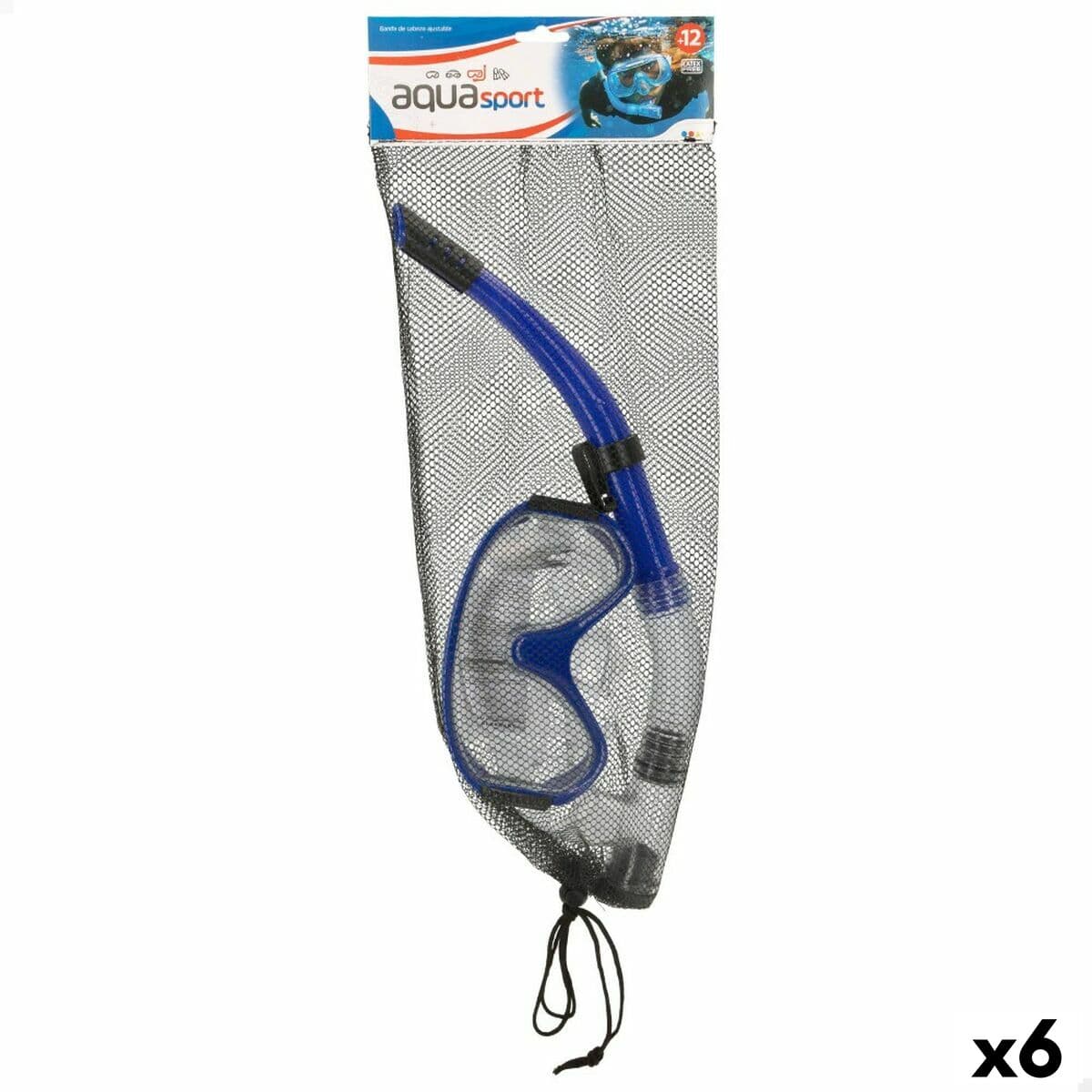 Gafas de Buceo con Tubo AquaSport Amarillo Azul (6 Unidades)