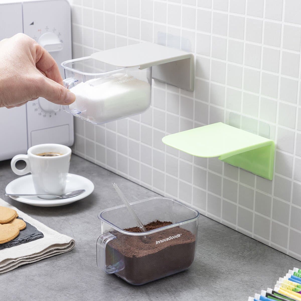 Recipientes de Cocina Adhesivos Extraíbles Handstore InnovaGoods 2 Unidades