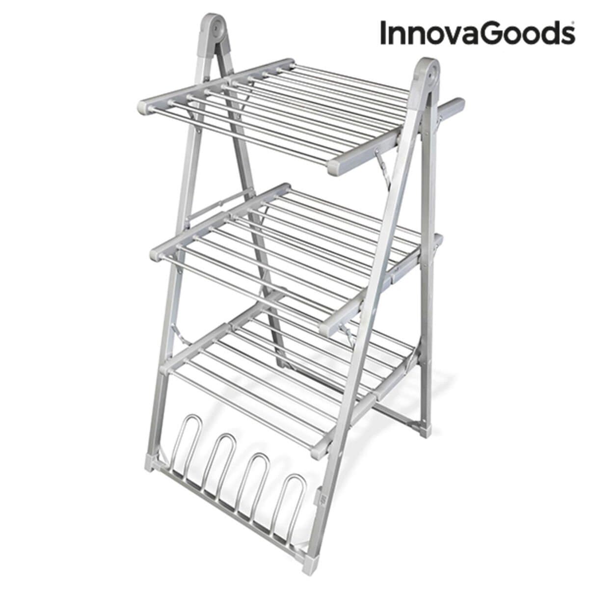InnovaGoods Tendedero Eléctrico Plegable 30 Barras Calefactadas, 300W, Capacidad 2 pares zapatillas, Bajo consumo