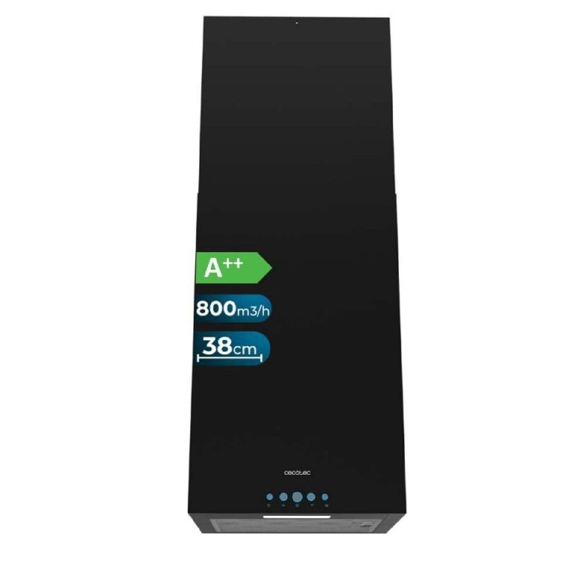 Cecotec Campana isla Bolero Flux ICT 388000 negra 38cm 800m3/h A++ control táctil LED