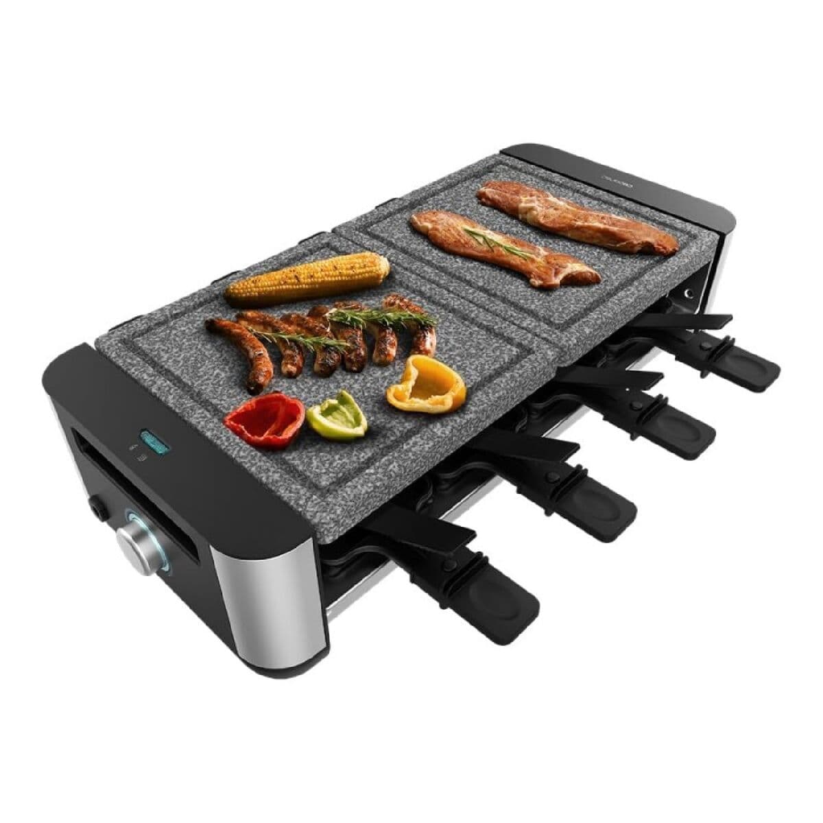 Cecotec Raclette Cheese&Grill 16000 Inox Allstone 1400W Placa Piedra 8 Pers. Negra