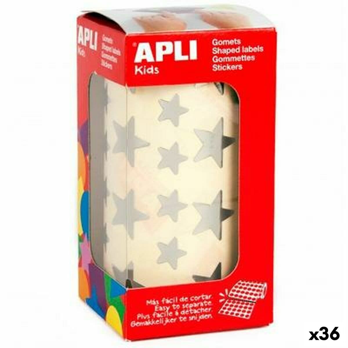 Pegatinas Apli Gomets Plateado Estrella (36 Unidades)