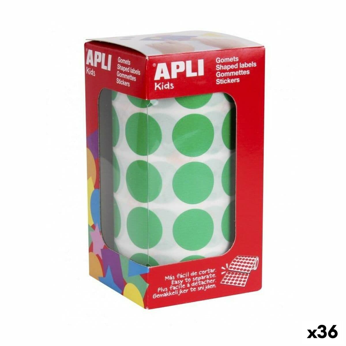 Pegatinas Apli EXTRA PROTECTION Verde Redondo (36 Unidades)