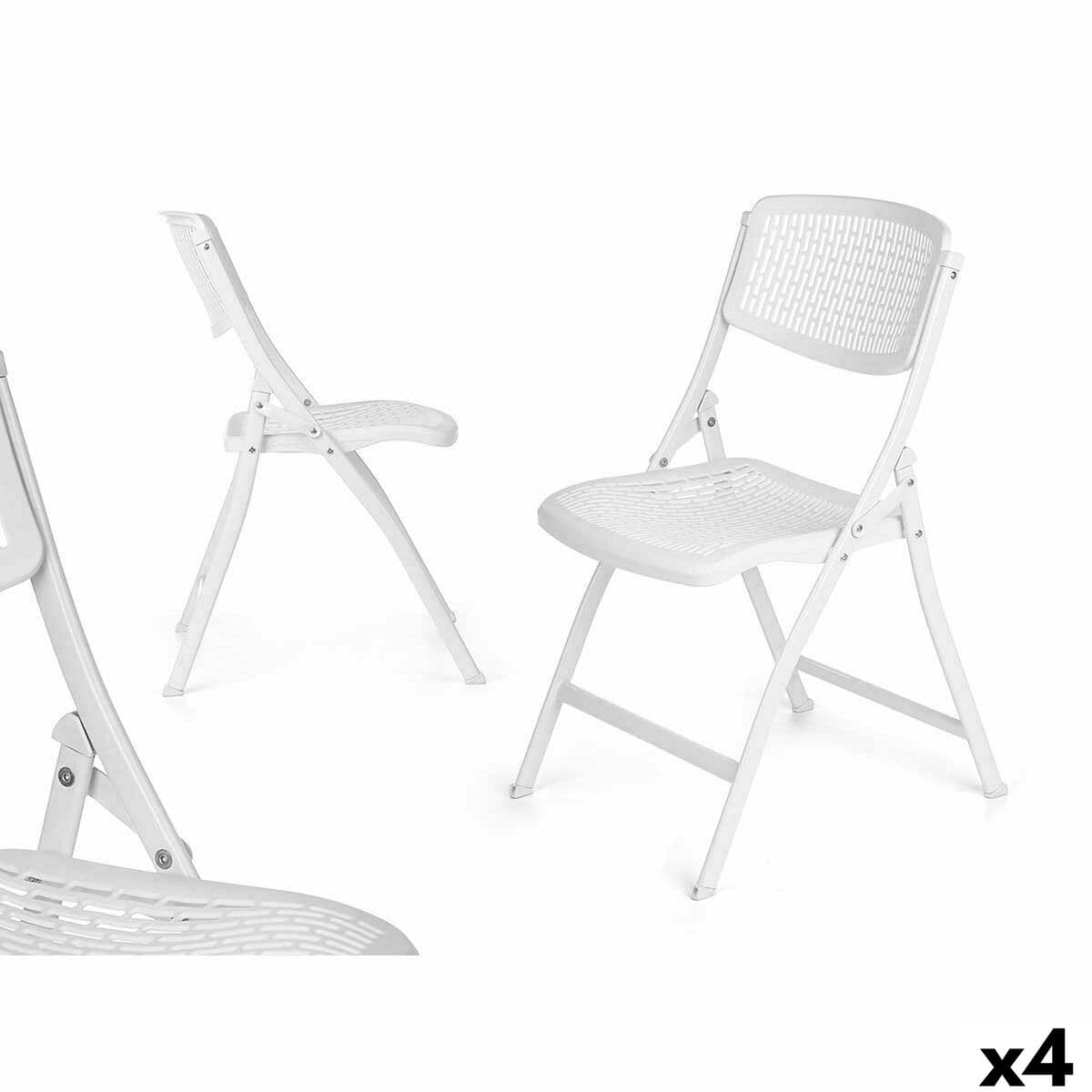 Silla Plegable Gift Decor Blanco 59 x 50 x 82 cm 108 x 11,5 x 50 cm (4 Unidades)