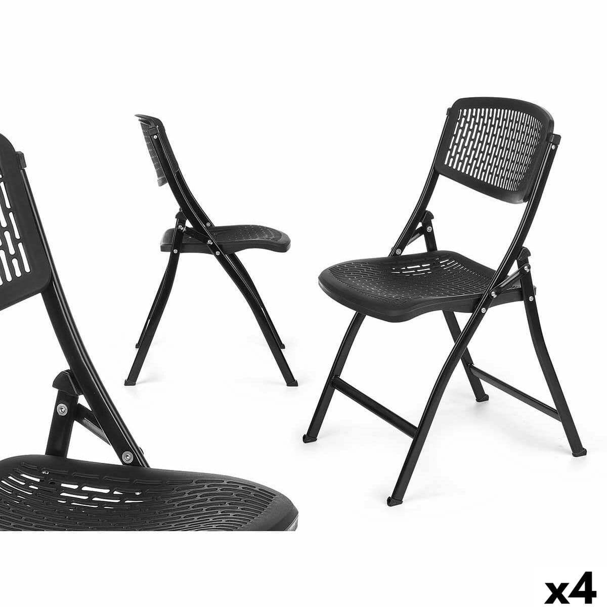 Silla Plegable Gift Decor Negro 59 x 50 x 82 cm 108 x 13,5 x 50 cm (4 Unidades)