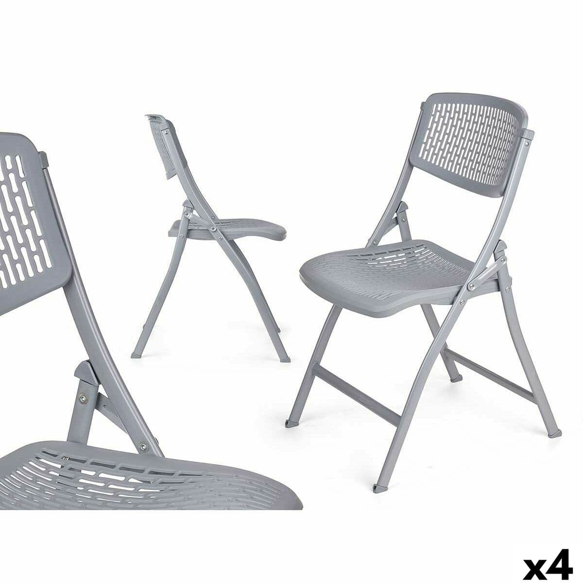 Silla Plegable Gift Decor Gris 59 x 50 x 82 cm 108 x 13,5 x 50 cm (4 Unidades)