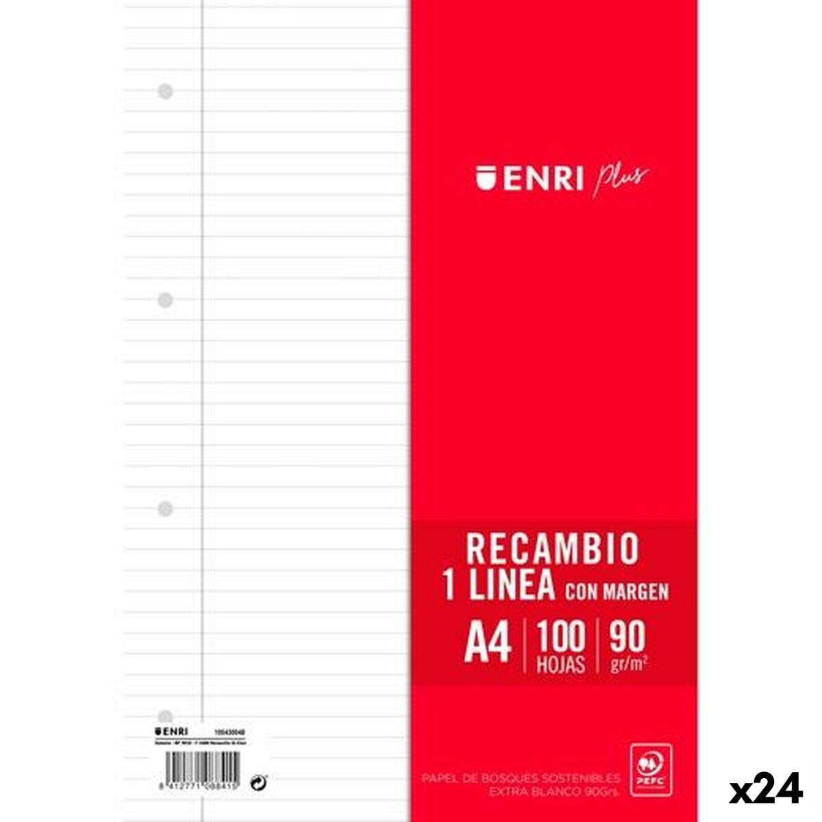 Hojas de repuesto ENRI Blanco A4 100 Hojas (24 Unidades)