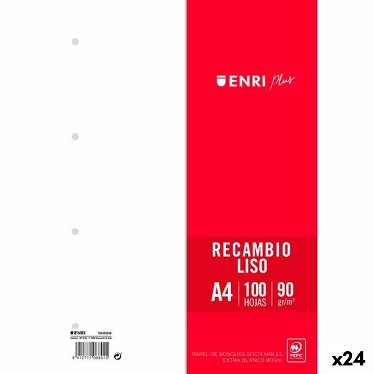 Hojas de repuesto ENRI Blanco A4 100 Hojas (24 Unidades)