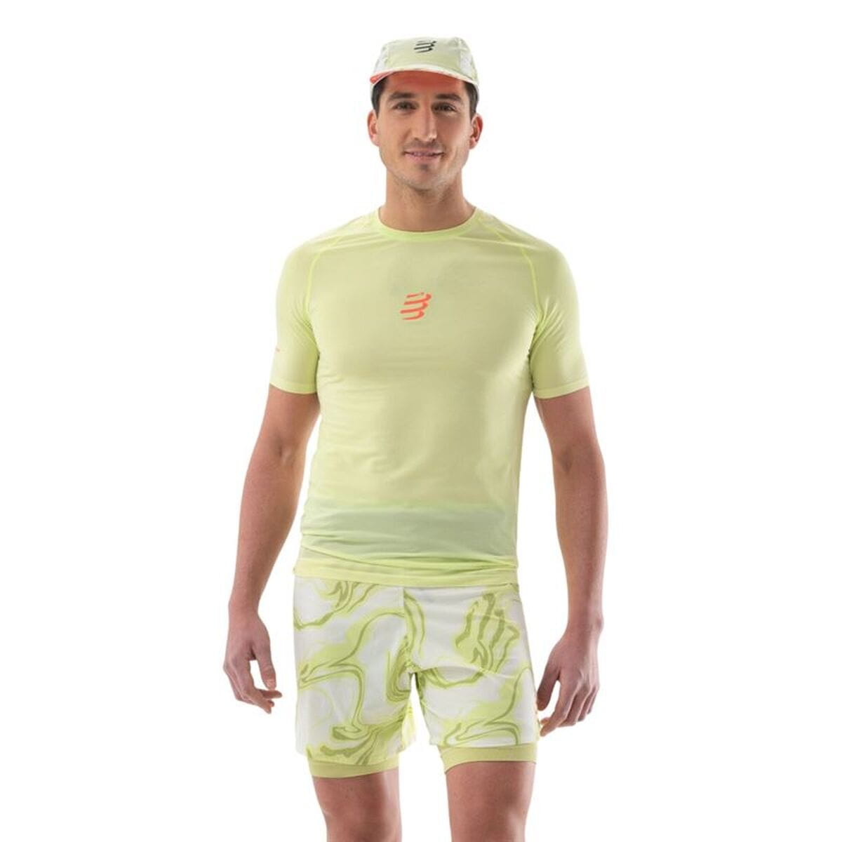 Camiseta de Manga Corta Hombre Compressport Trail Racing Ss Limón