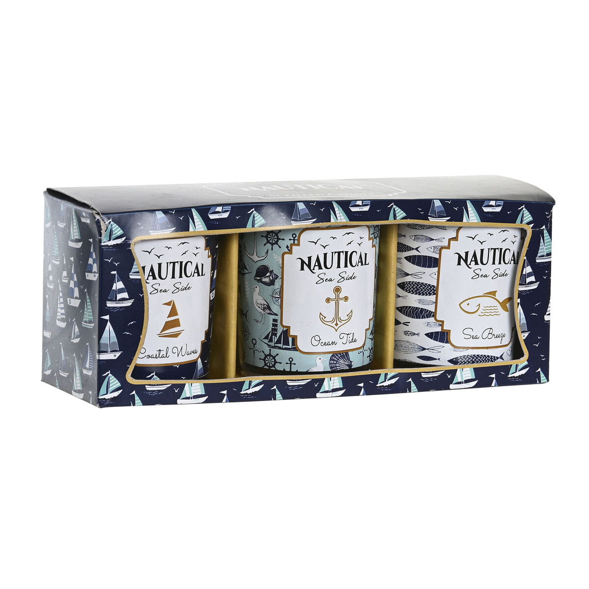 Vela DKD Home Decor Azul Cera Cristal 17 x 5 x 6 cm (3 Unidades)