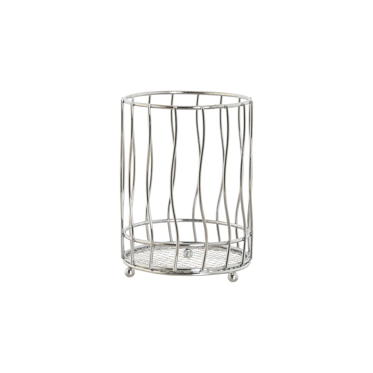 Cesto para cubiertos Home ESPRIT Plateado Metal 11.5 x 11.5 x 15.5 cm