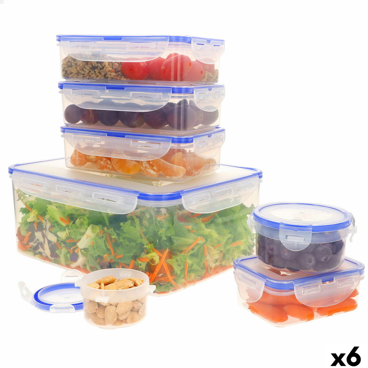 Set de Recipientes de Cocina Herméticos Apilables Max Home 29 x 12 x 20 cm 6 Unidades