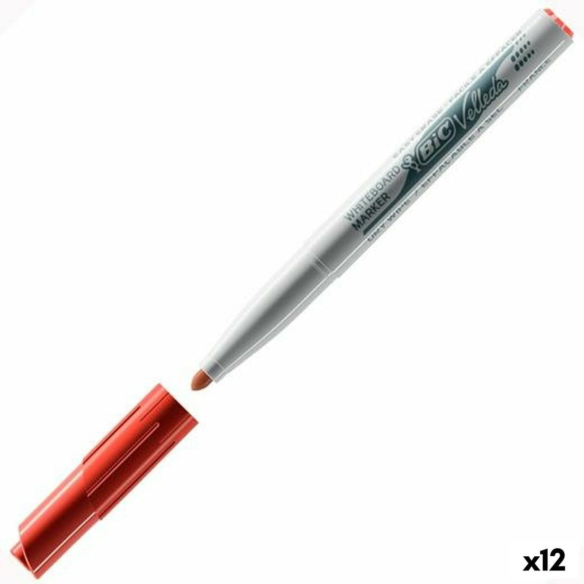 Rotulador para Pizarra Bic Velleda 1741 Rojo Pizarra blanca (12 Unidades)