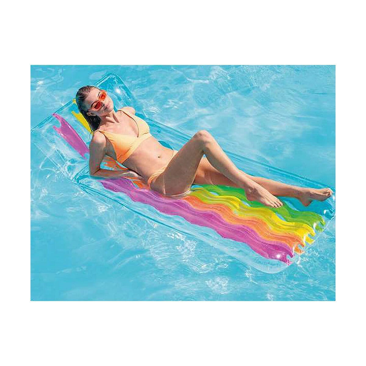 Colchoneta Hinchable Intex Transparente Arcoíris PVC (203 x 84 cm)