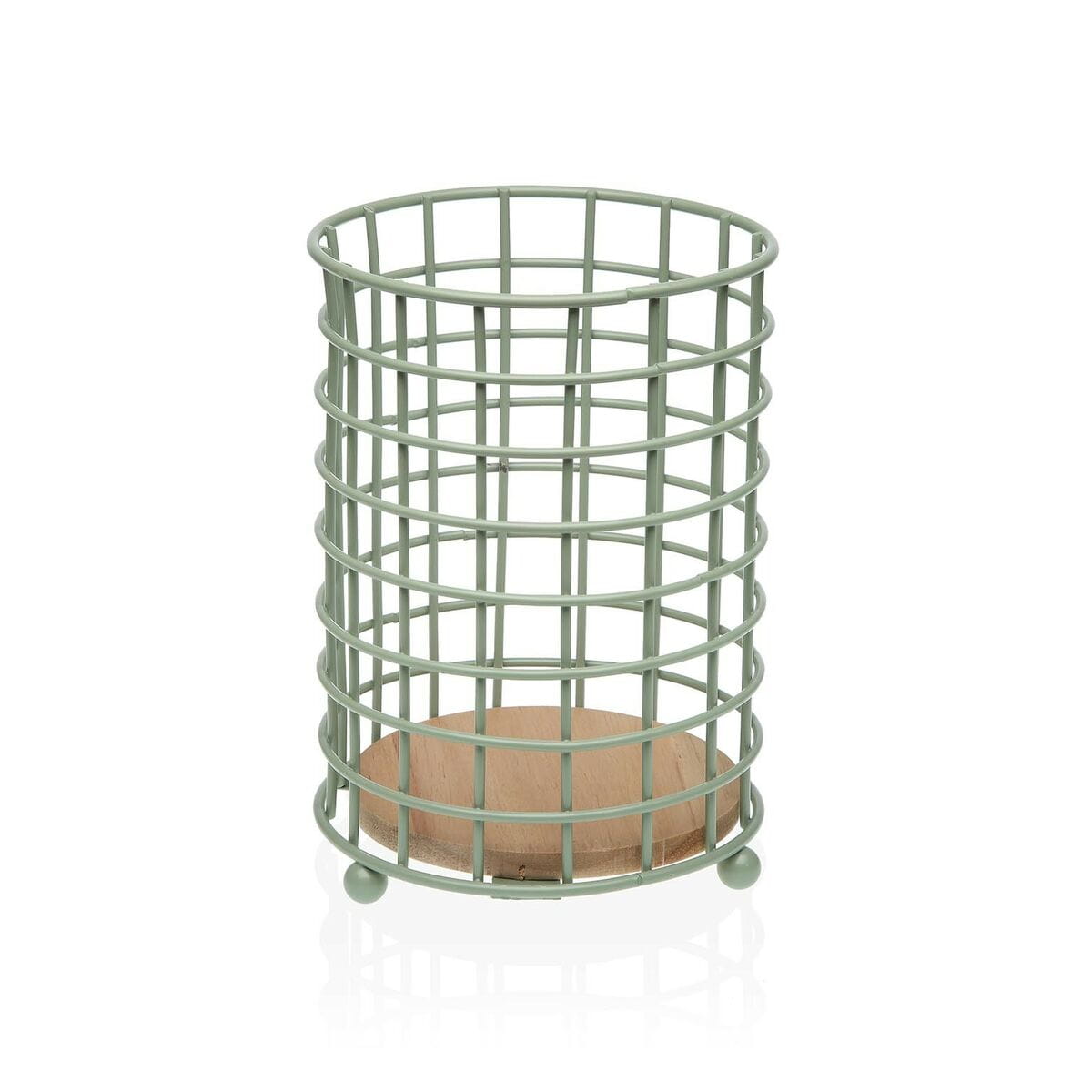 Organizador para Cubiertos Versa Verde Madera Madera de caucho Acero Hierro 12,5 x 17,5 x 12,5 cm