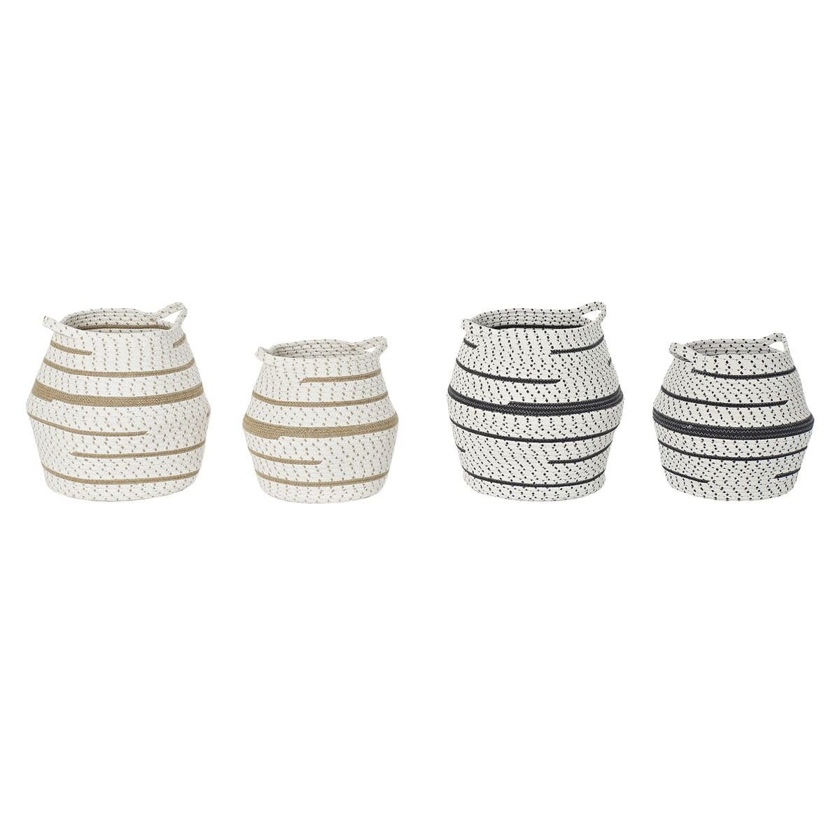 Juego de Cestas DKD Home Decor Blanco Marrón Gris Yute Jute (2 Piezas) (2 Unidades)