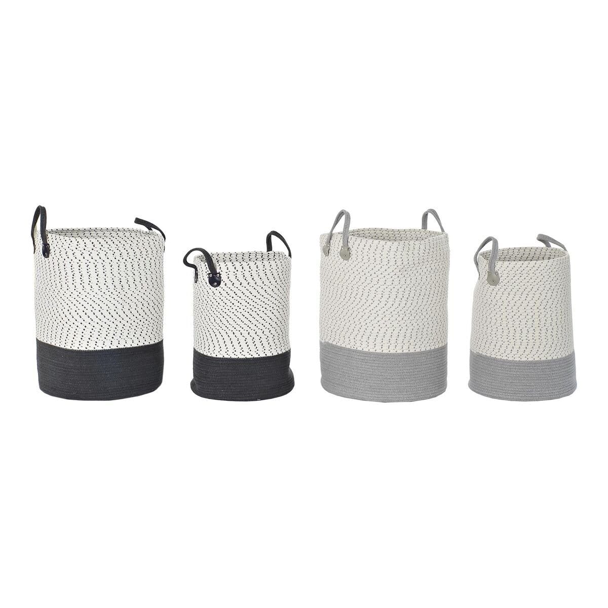 Juego de Cestas DKD Home Decor Blanco Gris Gris claro (2 Piezas) (2 Unidades)