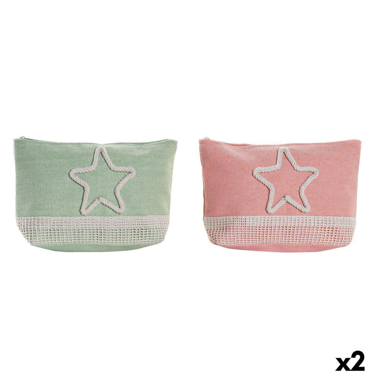 Neceser DKD Home Decor Verde Beige Coral Menta (2 Unidades)