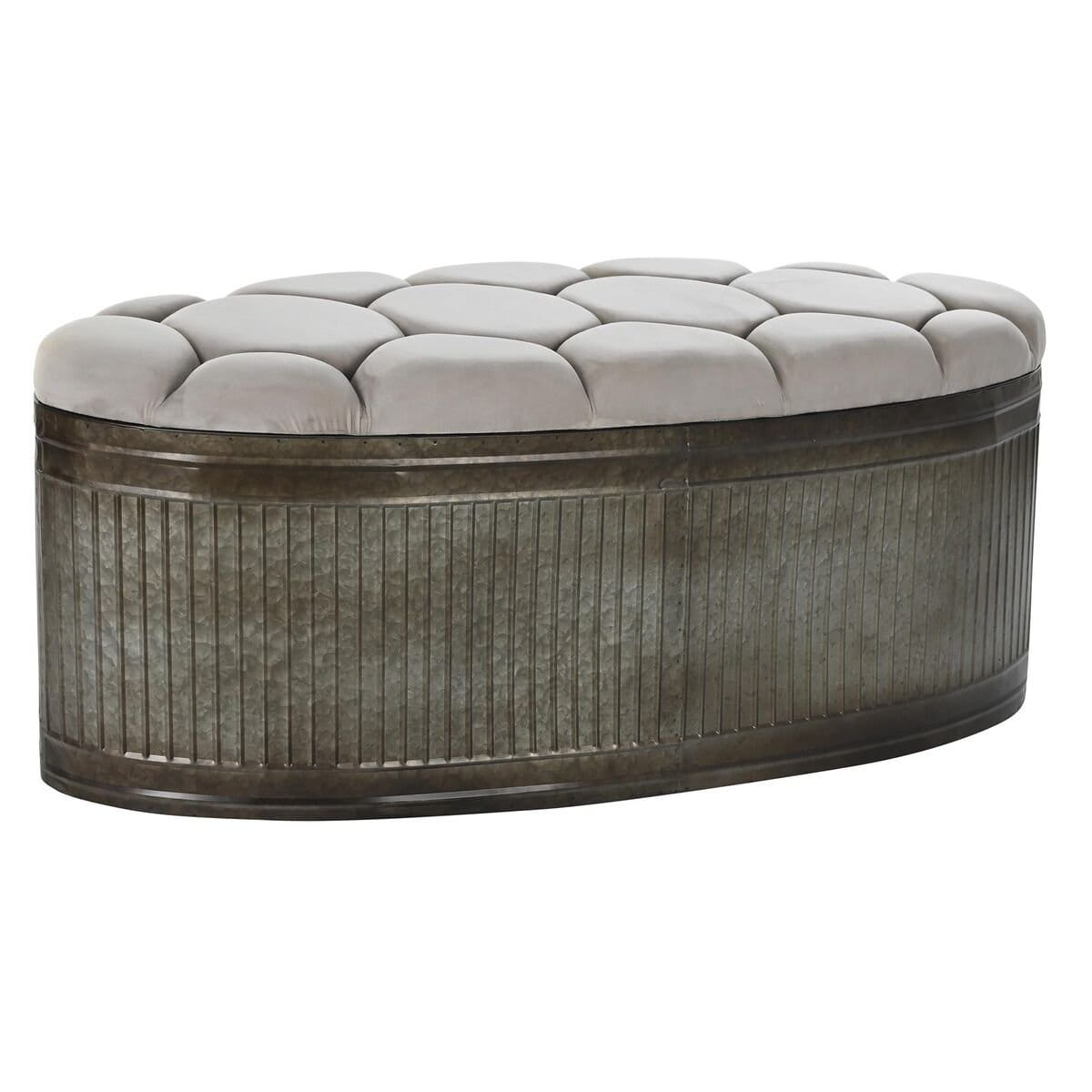 Banqueta DKD Home Decor Beige Metal Poliéster Marrón oscuro (121 x 44 x 47,5 cm)
