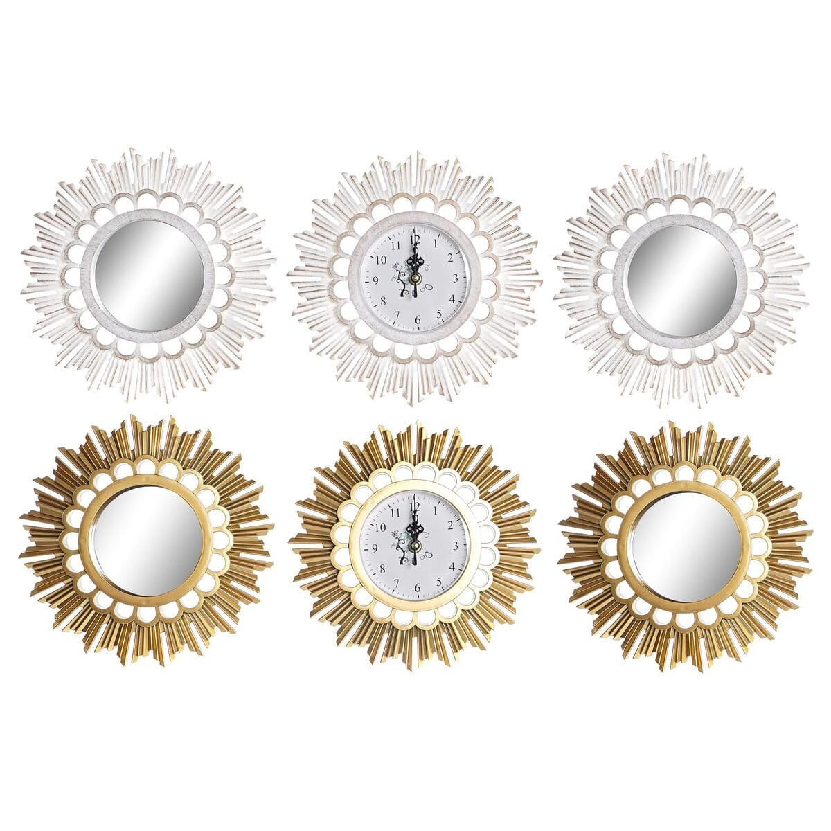 Reloj de Pared DKD Home Decor Espejo PP (25 x 2,5 x 25 cm) (2 Unidades)