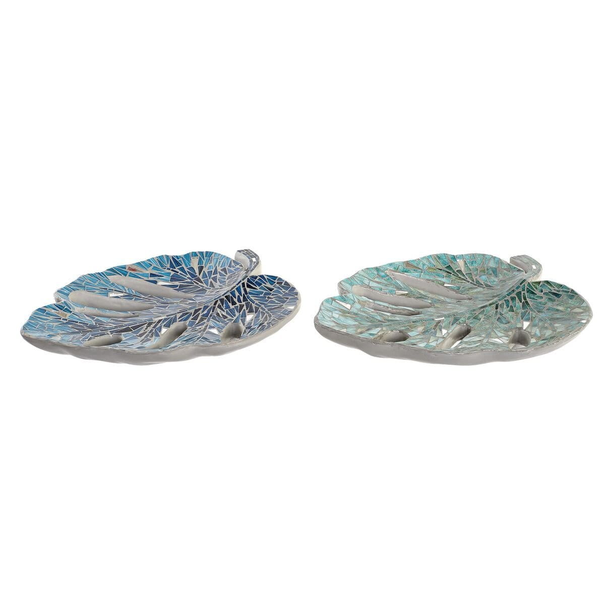 Centro de Mesa DKD Home Decor Azul Verde Resina Cristal 45 x 36 x 9 cm 43 x 36 x 9 cm (2 Unidades)