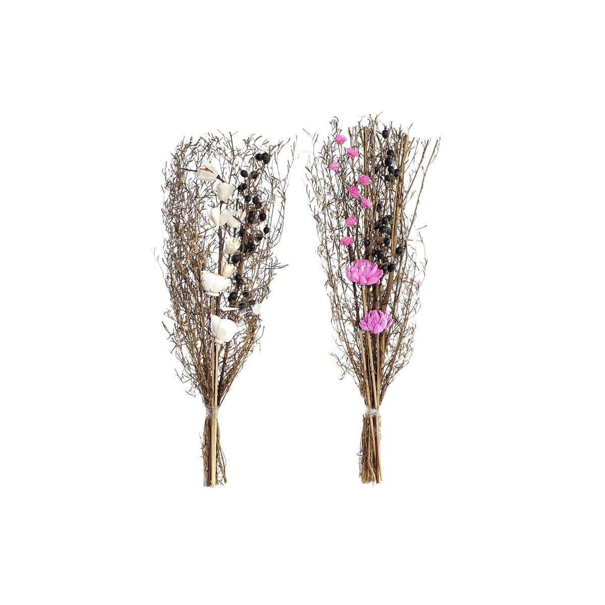 Ramo DKD Home Decor Rosa Marrón Blanco Flor seca (2 Unidades) (30 x 30 x 65 cm)